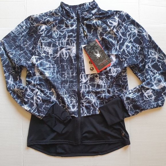 Spyder Active Wm's Lightweight Zip-Up Patterned Blk & Wh Jacket w/ Mock Neck SM - Picture 13 of 16